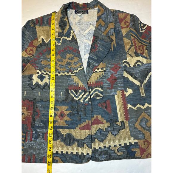 Willow Ridge Vintage Cotton  Southwest Aztec Blazer Jacket 3/4 Sleeve Size 20 - Picture 2 of 5